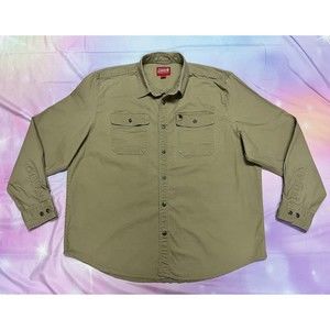 Coleman Button Up Shirt Mens XXL Khaki Pockets Canvas Workwear Hiking 2018